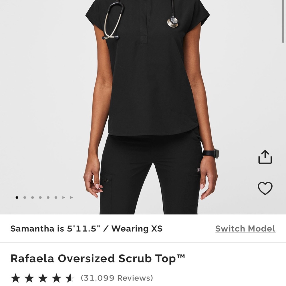 Figs Black Oversized Cap Sleeve Blouse